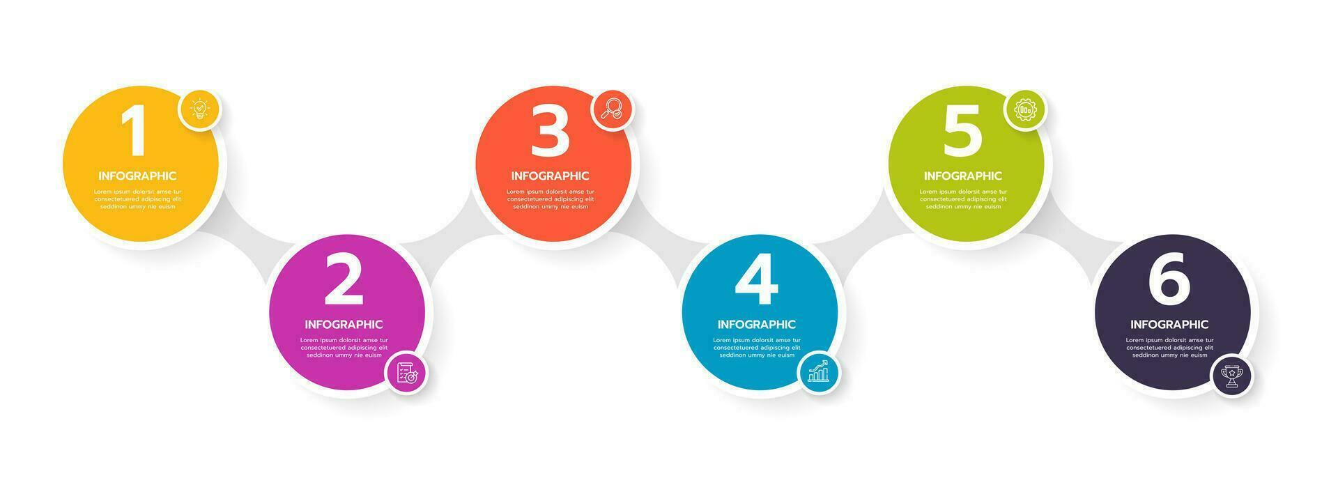Infographic template for business. 6 Steps Modern Timeline diagram roadmap with circle topic chart, presentation vector infographic.