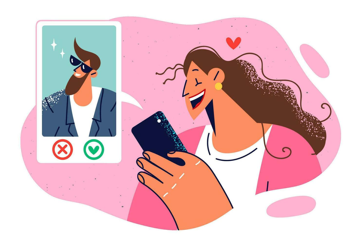 Woman uses dating app on phone and falls in love seeing profile of 