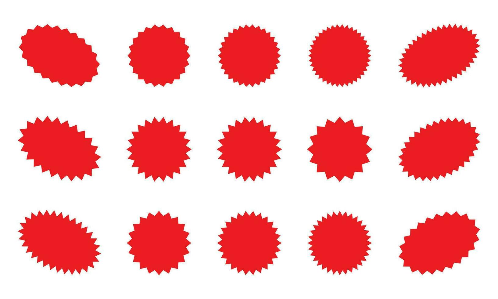 Set of red starburst, sunburst badges. Design elements - best for sale sticker, price tag, quality mark. Flat vector illustration isolated on white background.