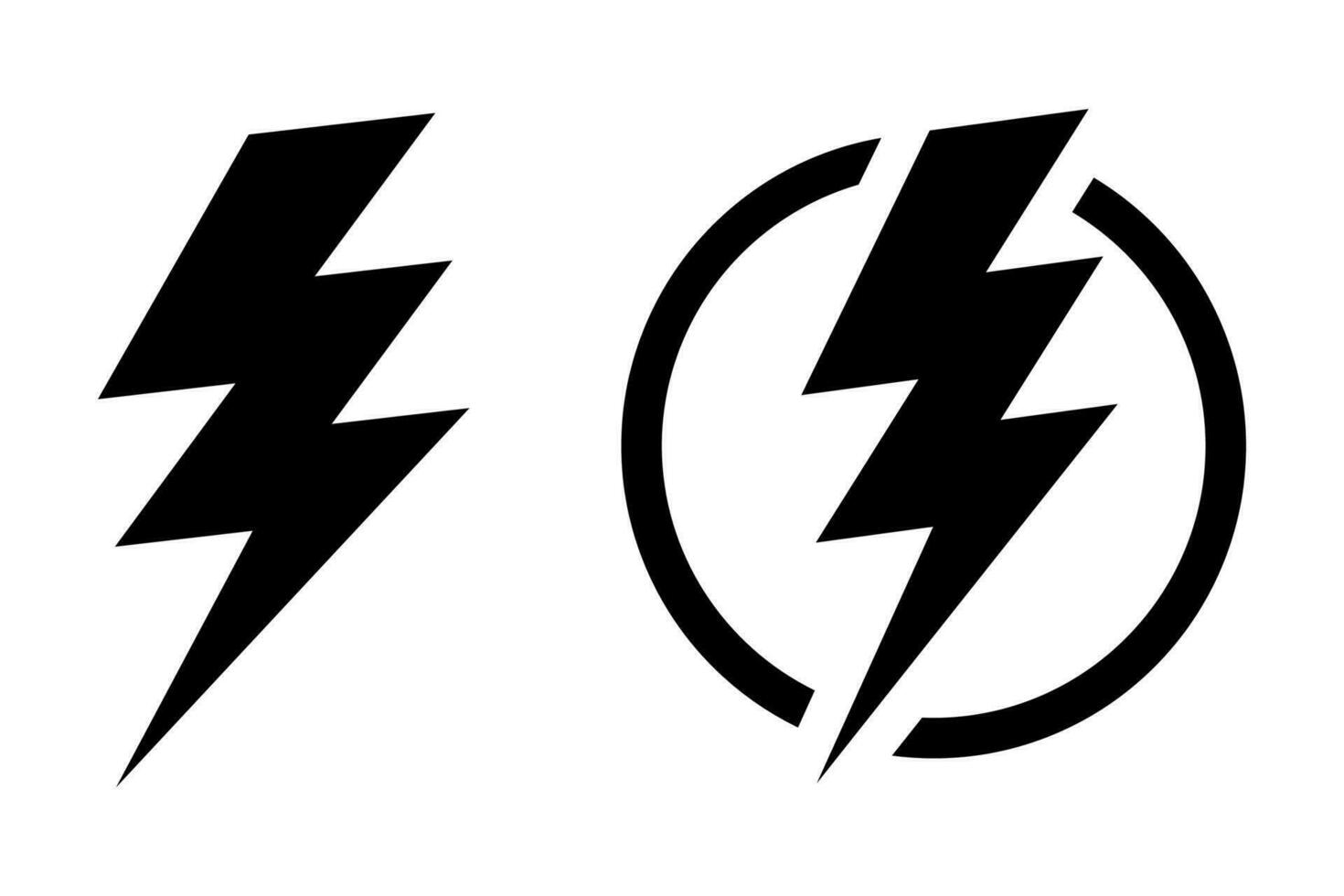 Electric symbols. Electric lightning bolt symbols. Flash light