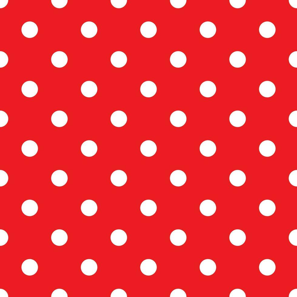 Red polka dot seamless pattern. retro texture. White polka dots on red background. vector