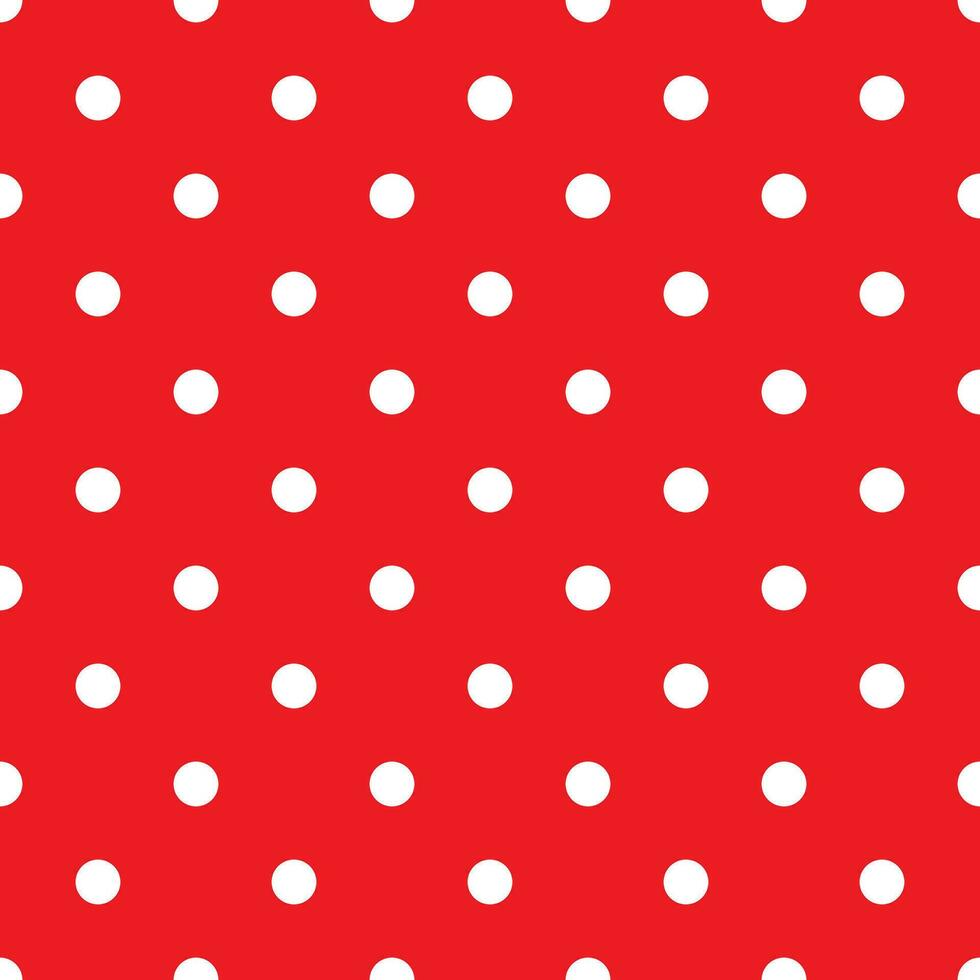 Red polka dot seamless pattern. retro texture. White polka dots on red background. vector