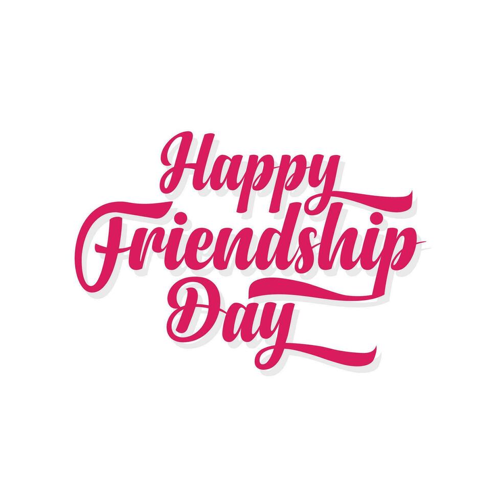 Happy Friendship day vector illustration with pink color text for celebrating friendship day 2023. Friendship day script lettering and typography greeting card creative idea. Friendship day banner.