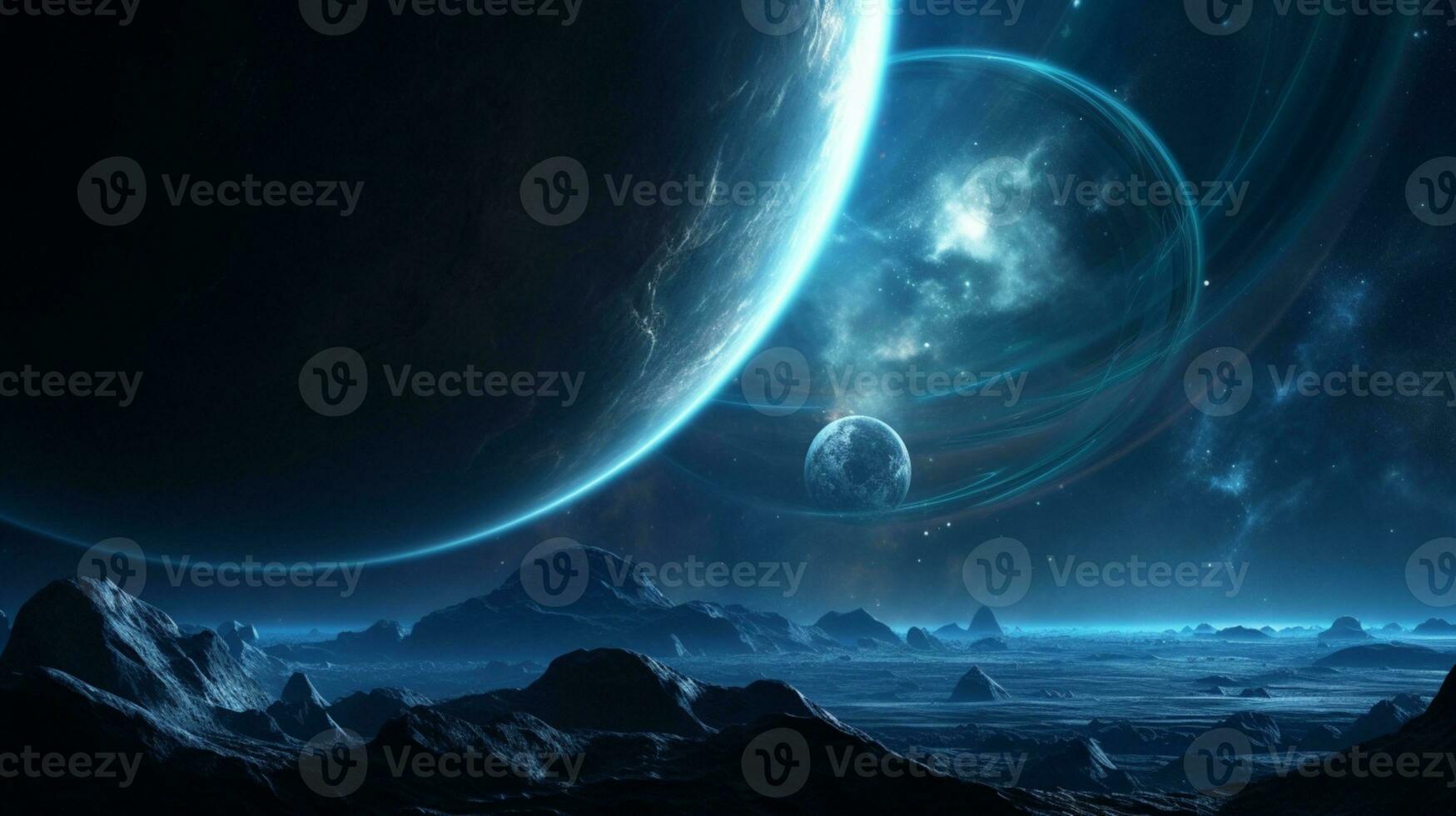 blue space planet illustration design photo