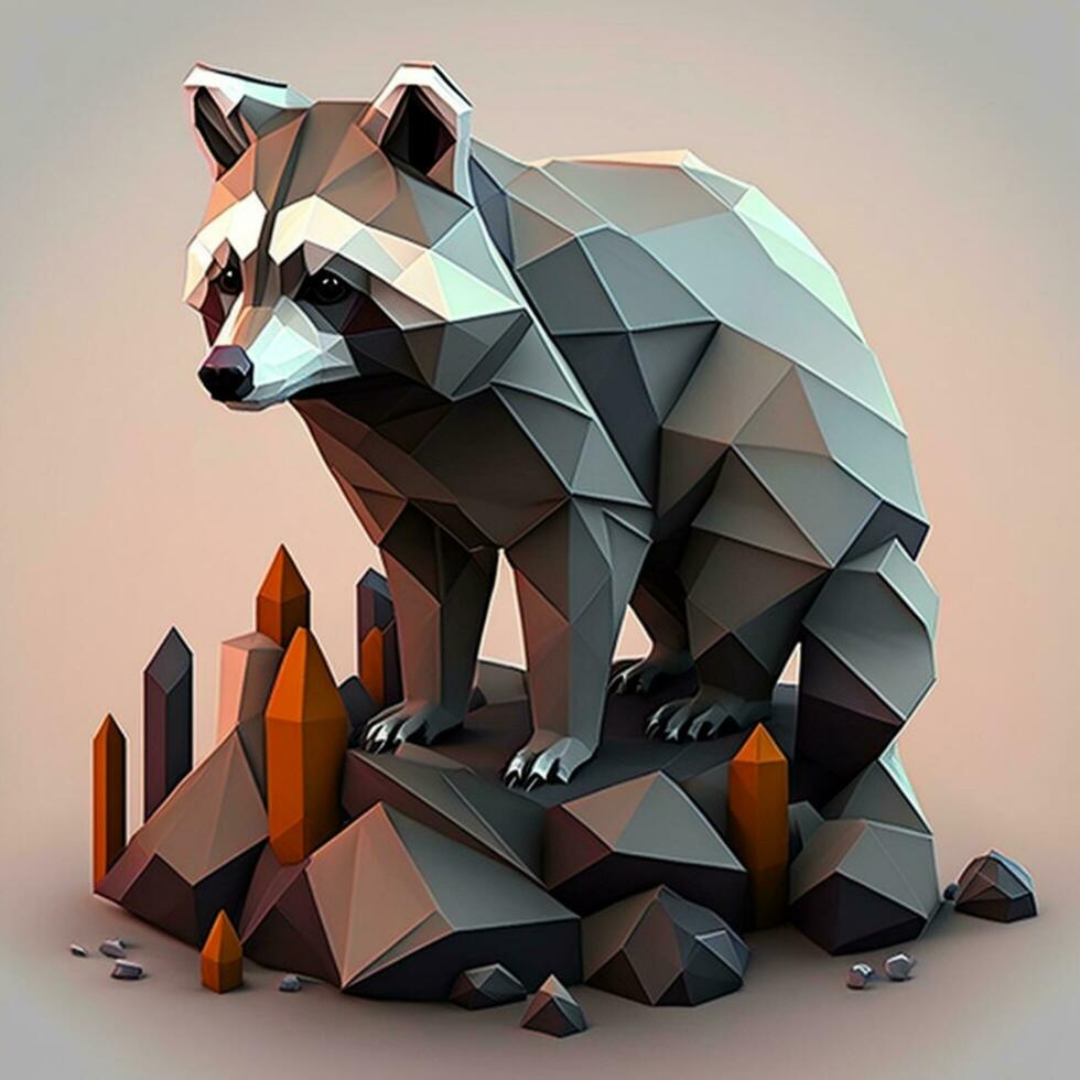 awesome geometric raccoon illustration photo