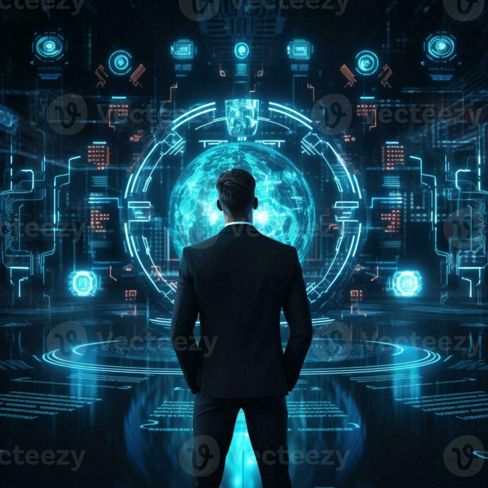 technology business template with ai design photo