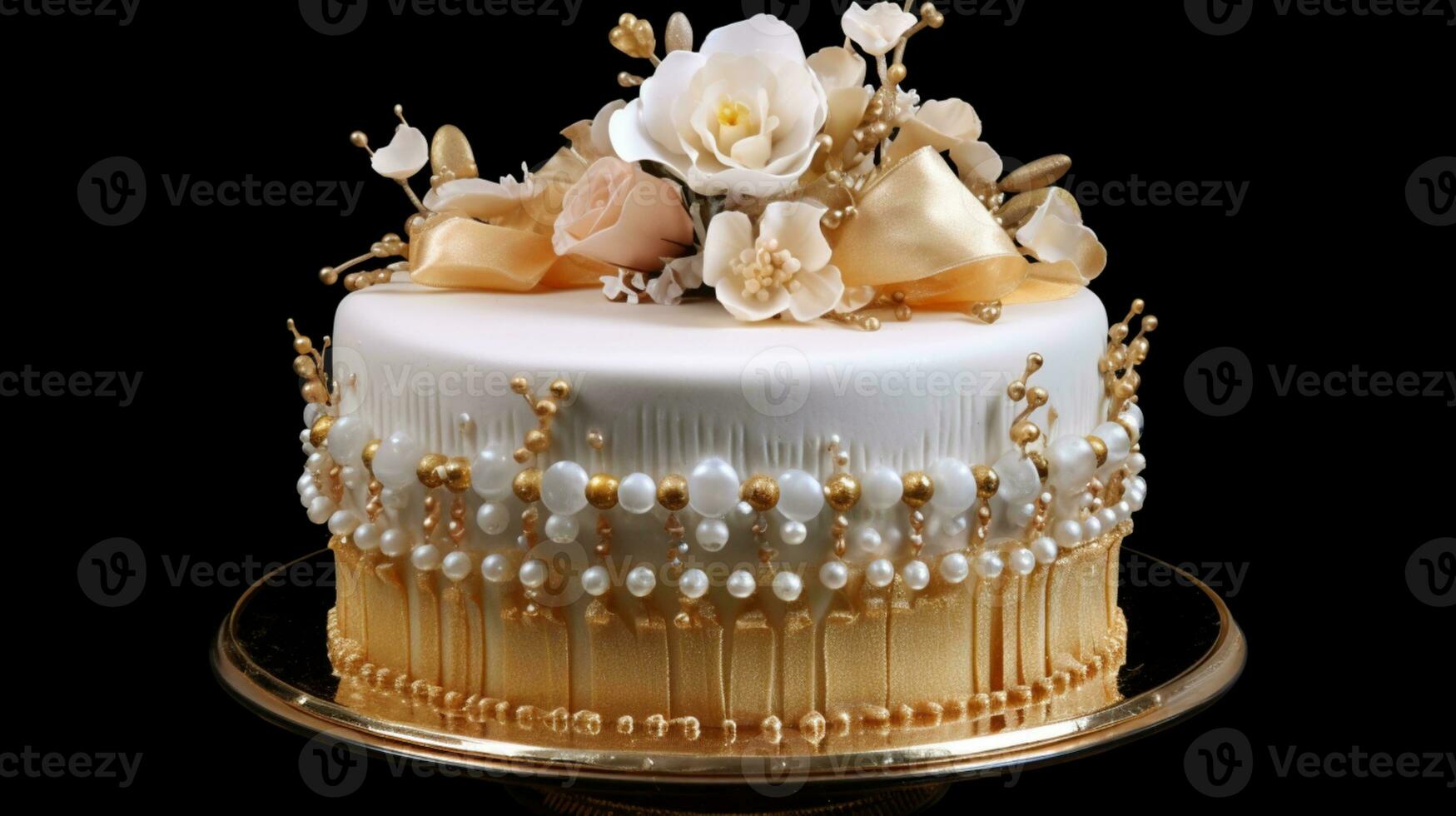 luxury birthday cake 3d design on black background photo