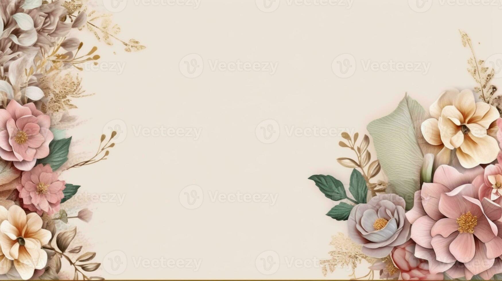 wedding invitation flower decoration and white background photo