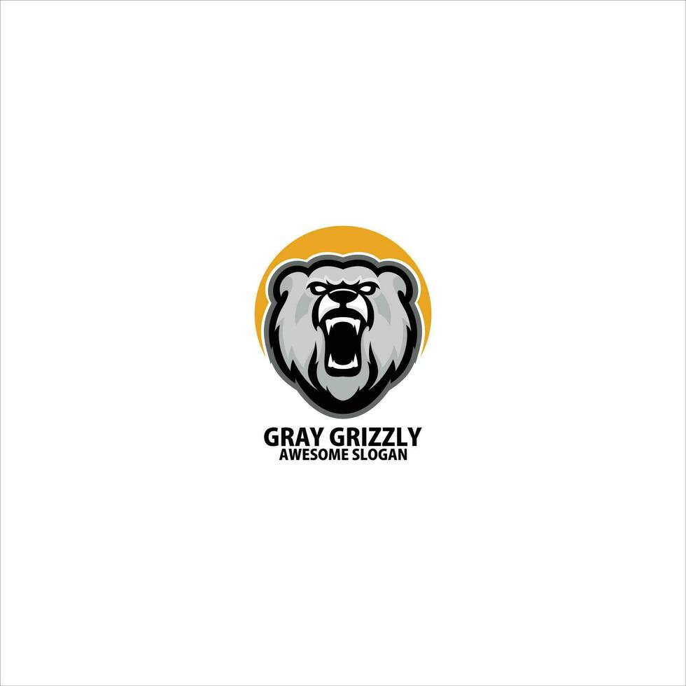 grizzly angry logo gaming esport design vector