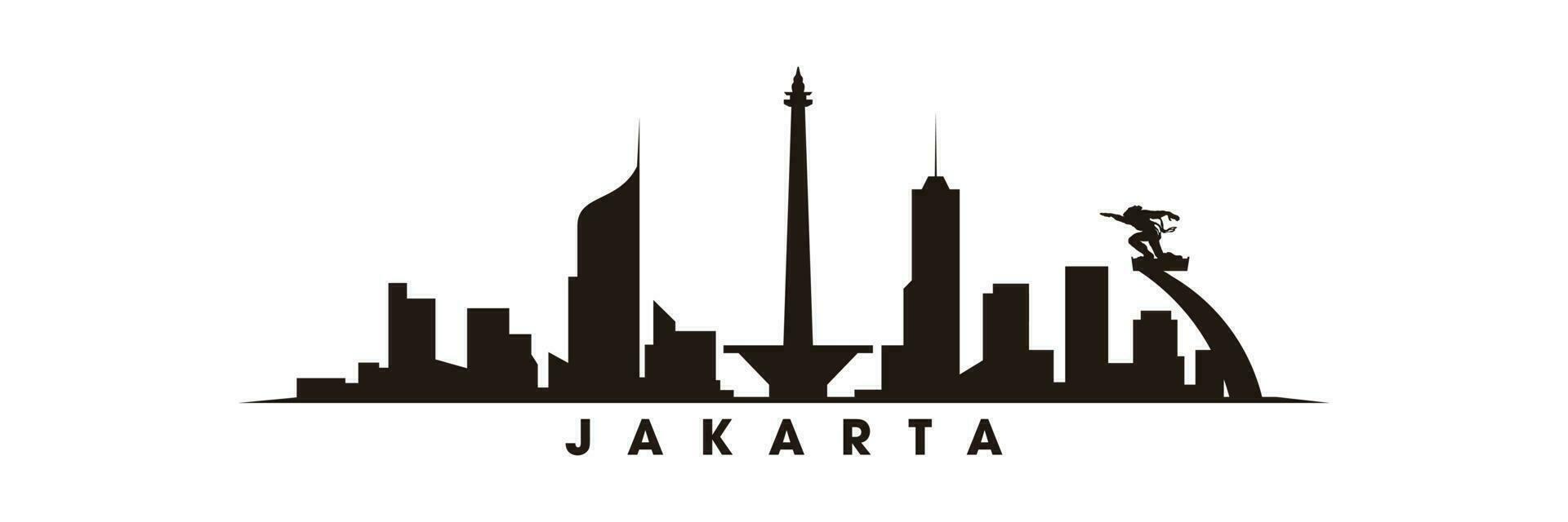 Jakarta skyline and landmarks silhouette vector