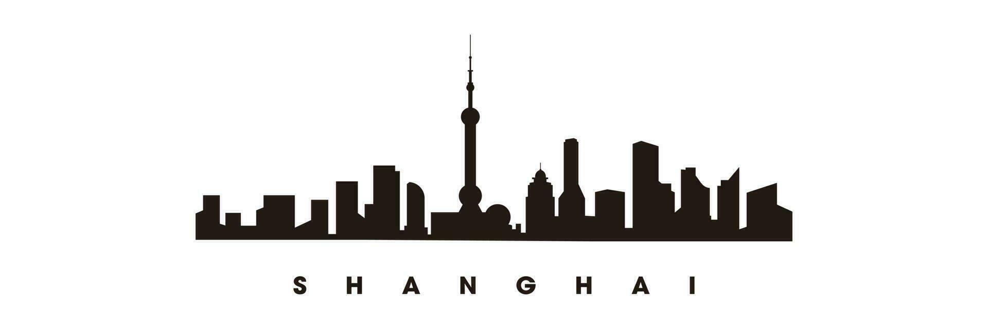 Shanghai skyline and landmarks silhouette vector