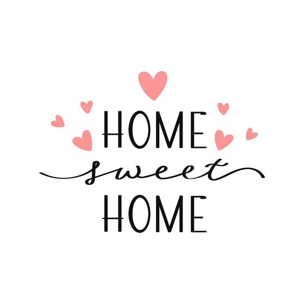 Home sweet home lettering. Calligraphic inscription, slogan, card, poster, typographic design vector