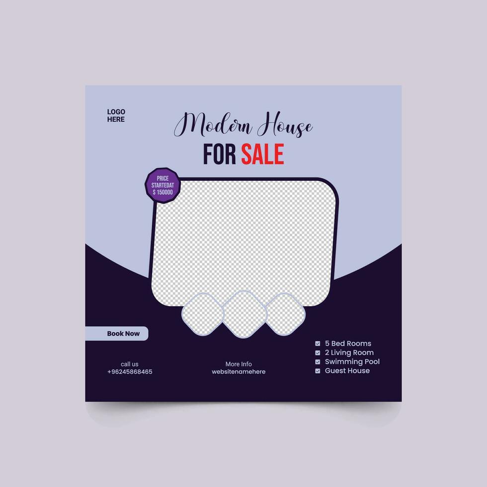 real estate social media instagram post or template design vector