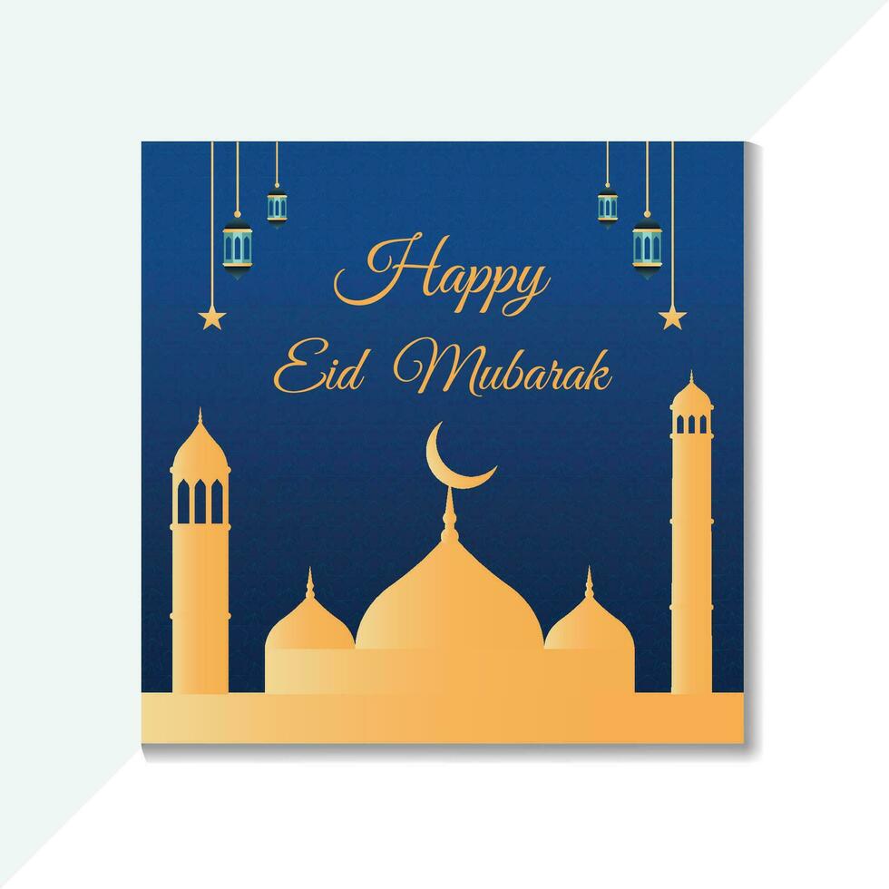 eid mubarak beautiful social media banner or post  with islamic decoration template design vector