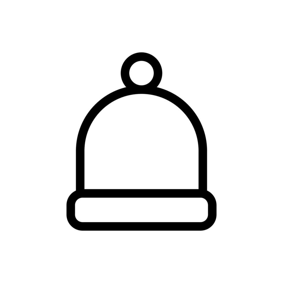 Beanie hat, winter bobble hat icon in line style design isolated on white background. Editable stroke. vector