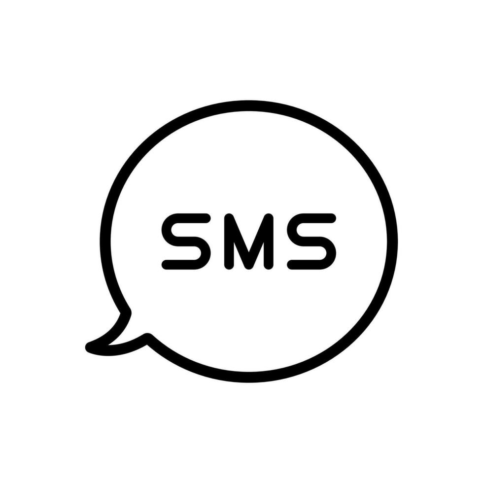 SMS, short message service icon in line style design isolated on white background. Editable stroke. vector