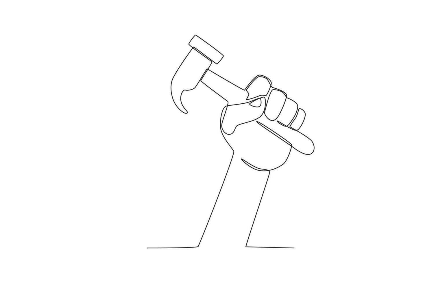 A hand is using a hammer vector