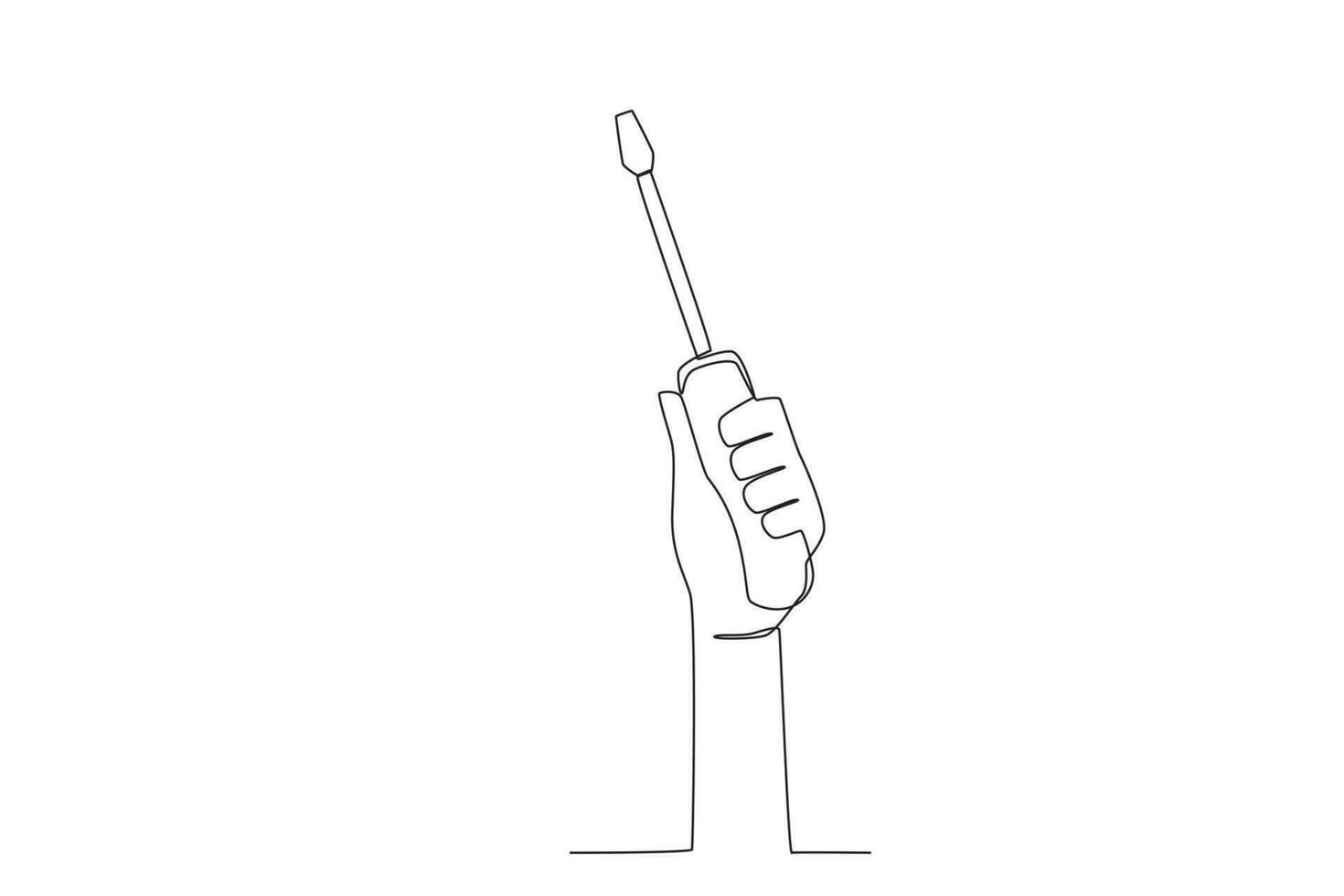 A hand is holding a screwdriver vector