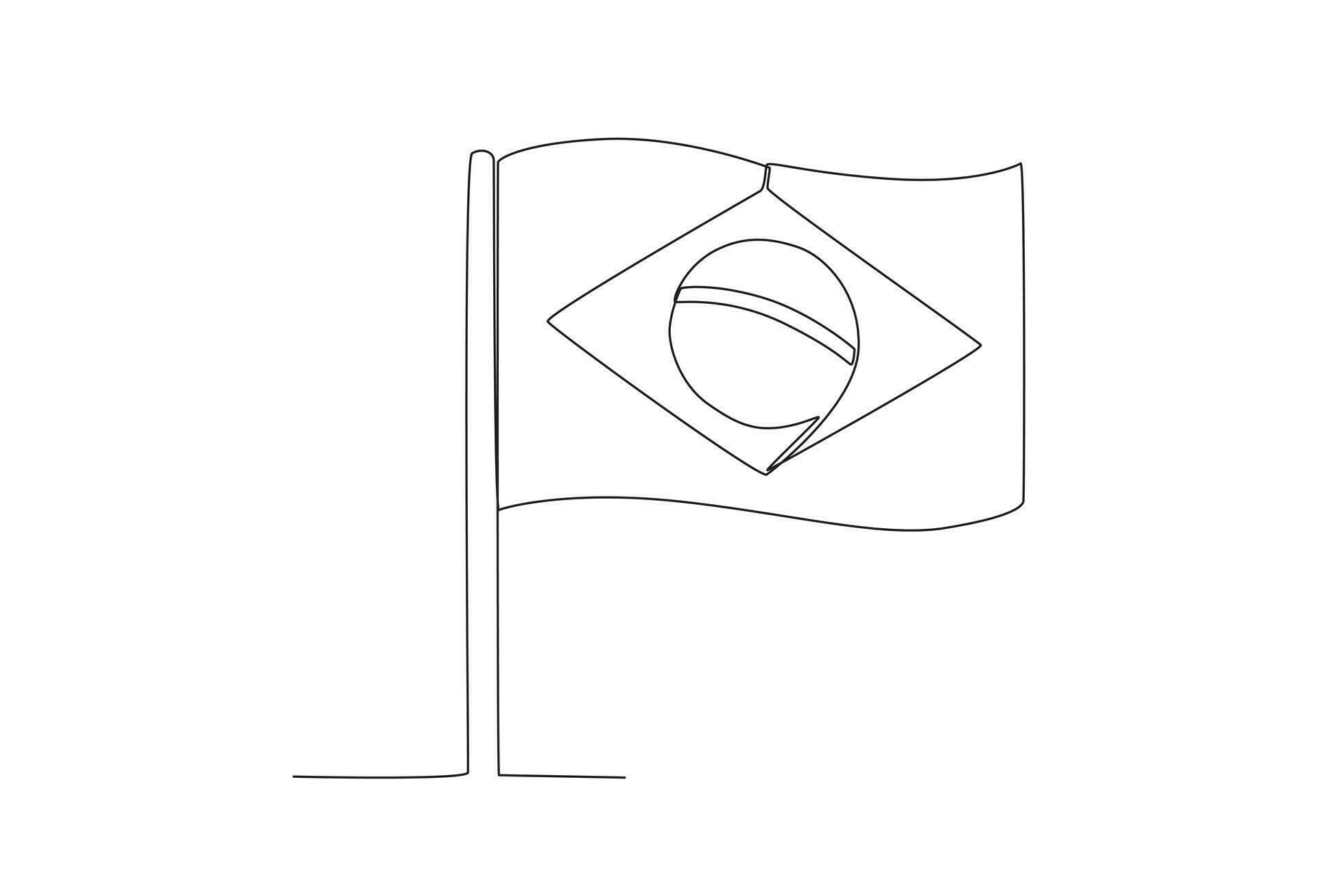 A Brazilian flag fluttered in the air 26119158 Vector Art at Vecteezy