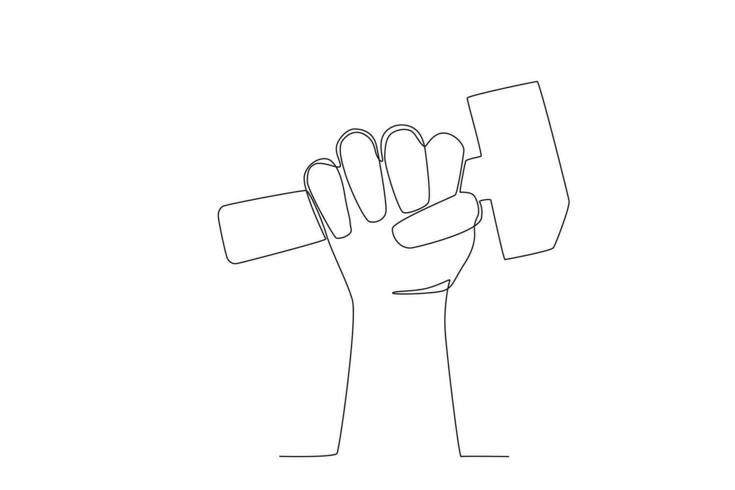 A hand holds a hammer vector