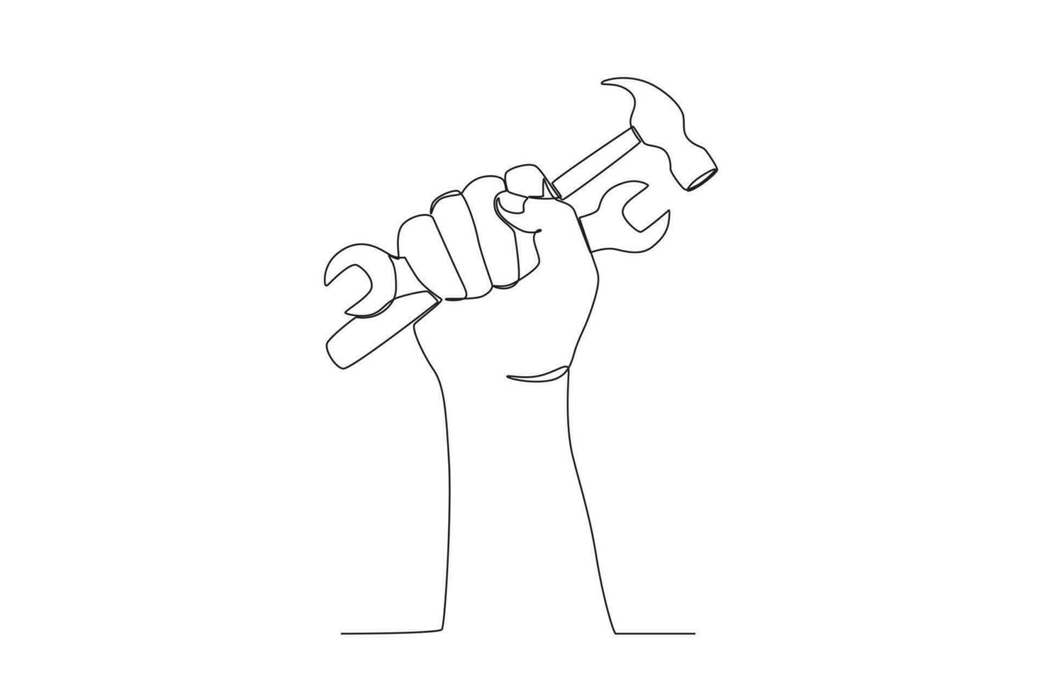 A hand holding a tool vector
