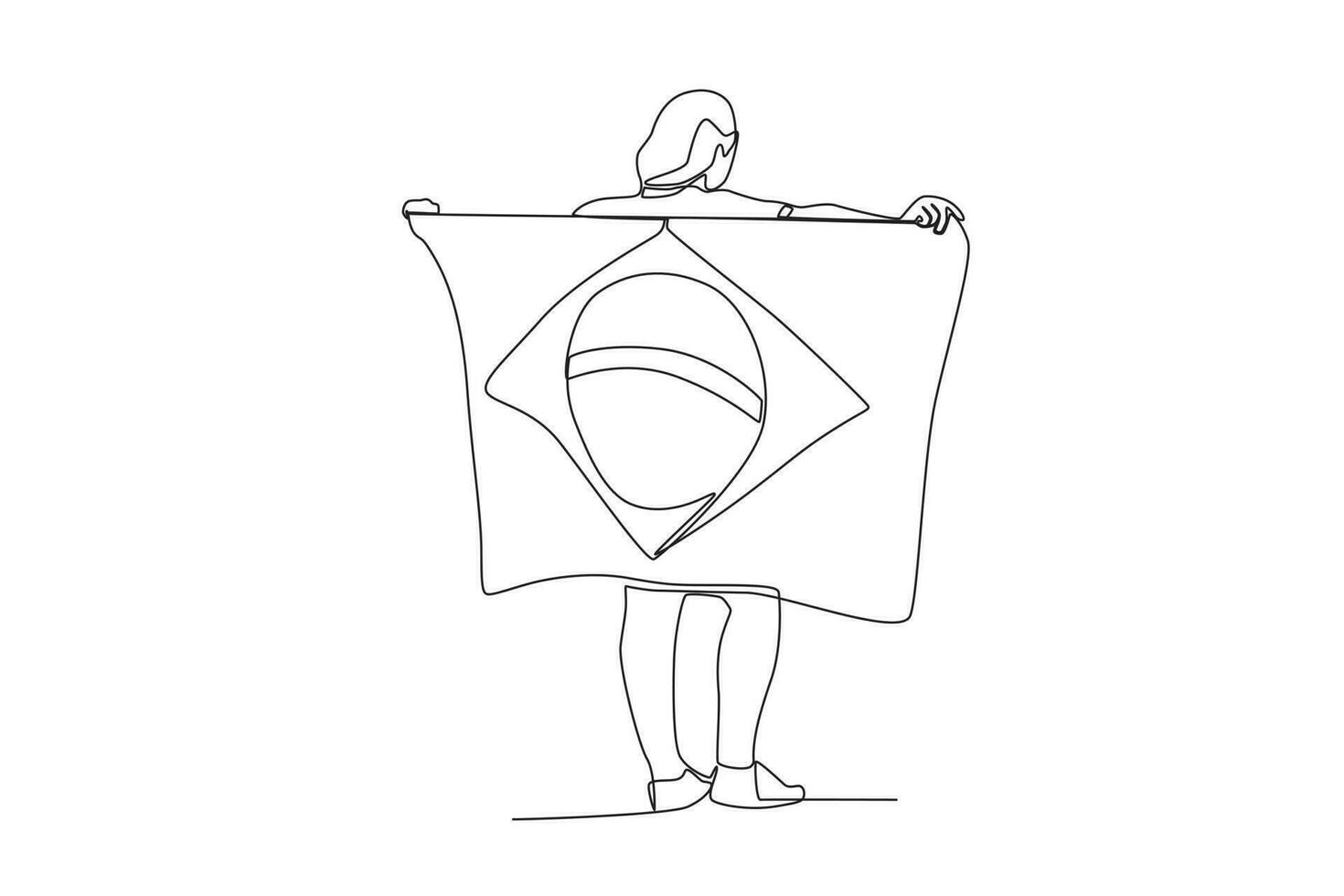 Back view of a man holding a Brazilian flag vector