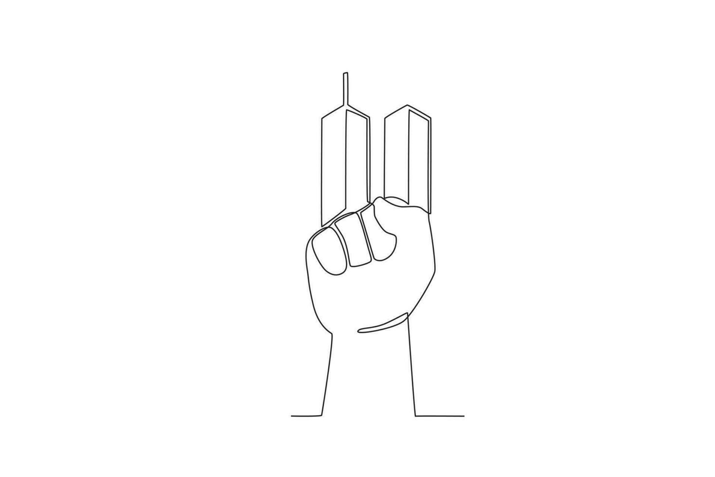 A WTC tower and clenched hands vector