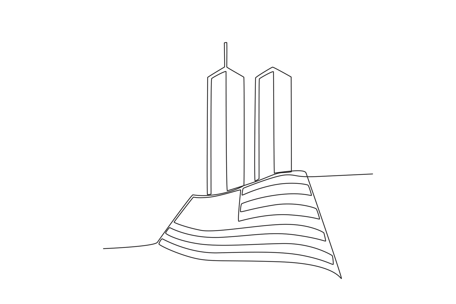An American flag and the World Trade Center tower 26119218 Vector Art at Vecteezy