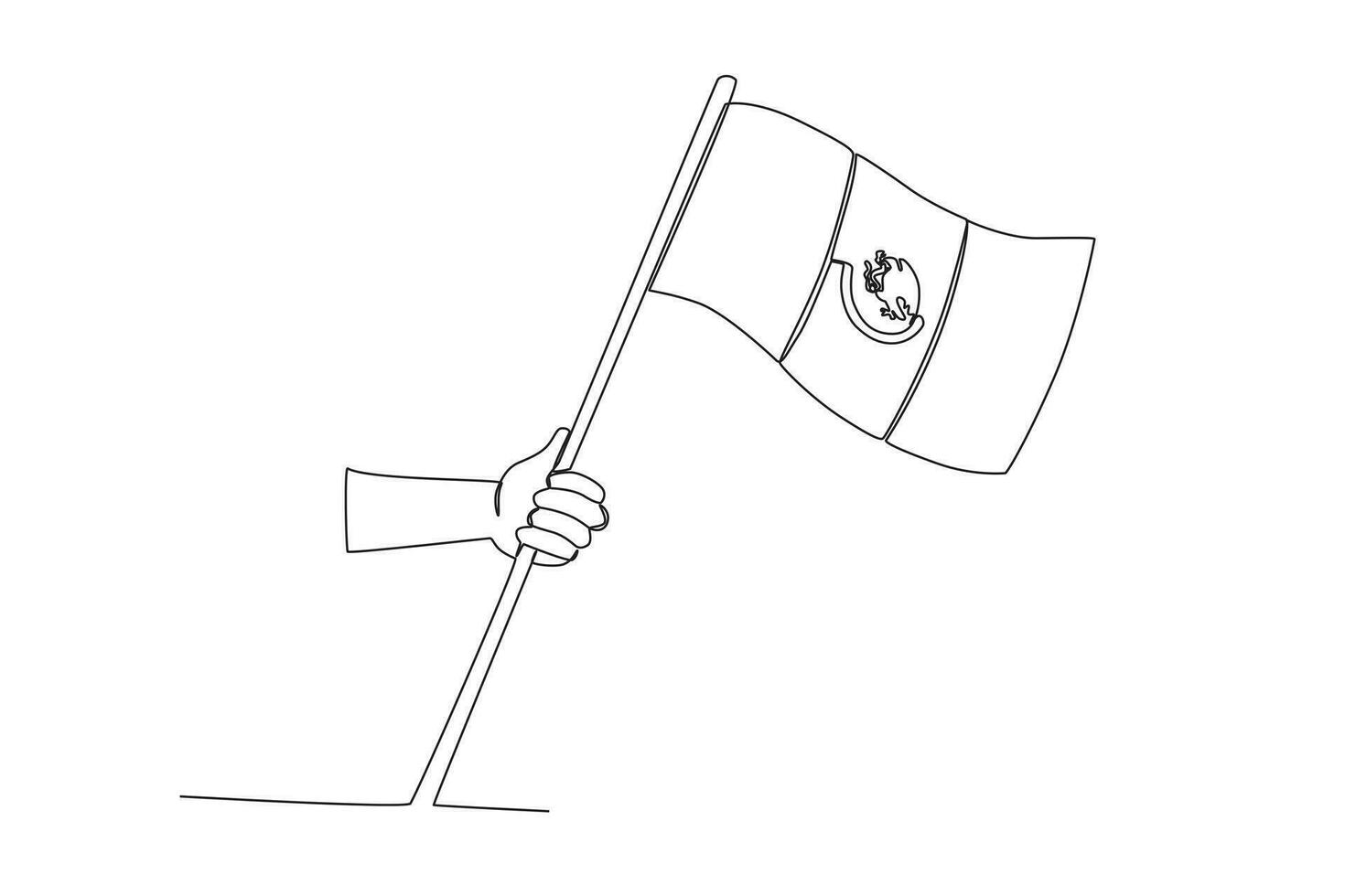 A hand carrying the Mexican flag vector