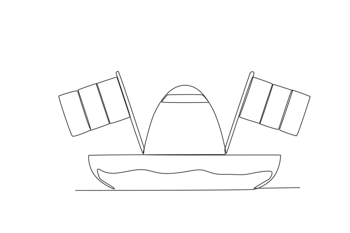 A hat and two Mexican flags beside it vector