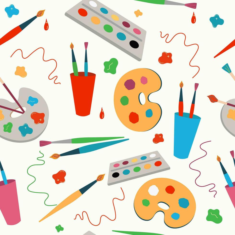 The pattern Artistic. Icons drawing tools. School, art class. Seamless  vector background. 26119273 Vector Art at Vecteezy