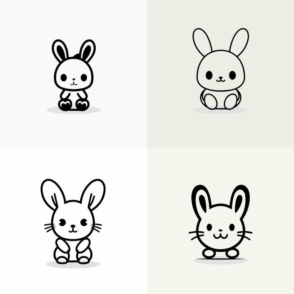 A group of cartoon rabbits vector