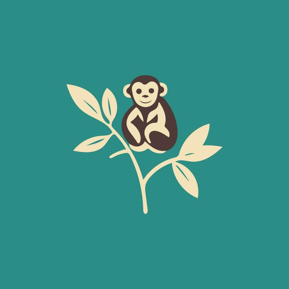 Cute monkey on a branch illustration vector