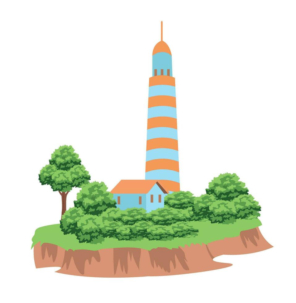 el imagen de el faro en el montaña. vector ilustración.