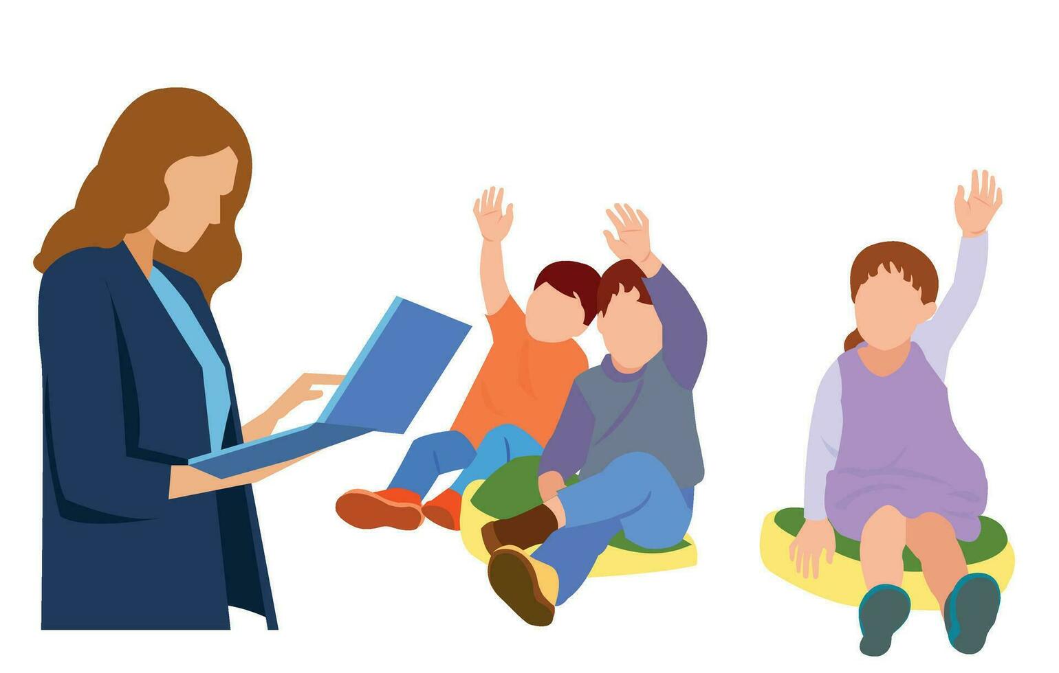 teacher and Hardworking Cute Boy Raising Finger Class 26119432 Vector