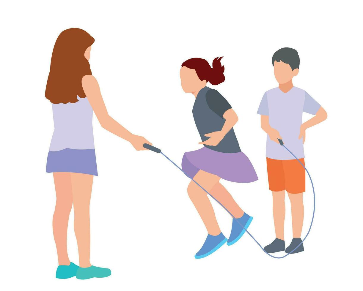 Vector illustration cartoon of kids jumping rope