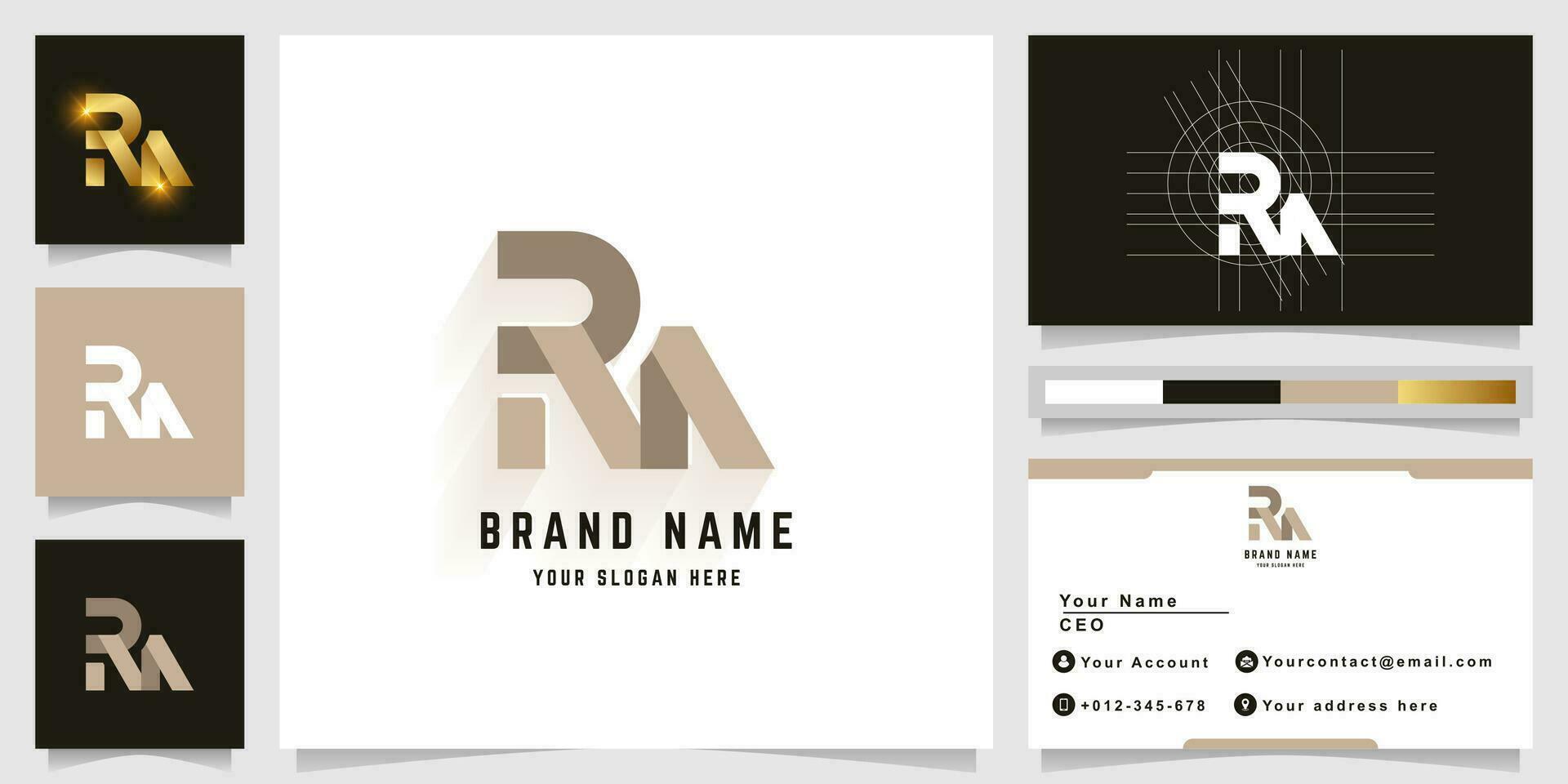 Letter RN or RM monogram logo with business card design vector