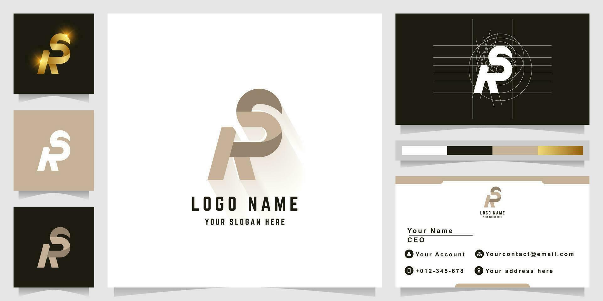 Letter KS or RS monogram logo with business card design vector