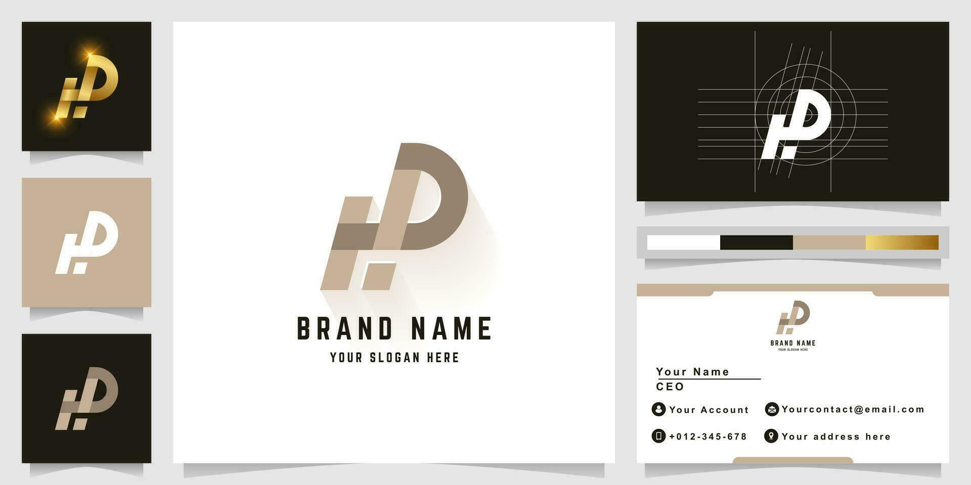 Letter HD or HP monogram logo with business card design vector