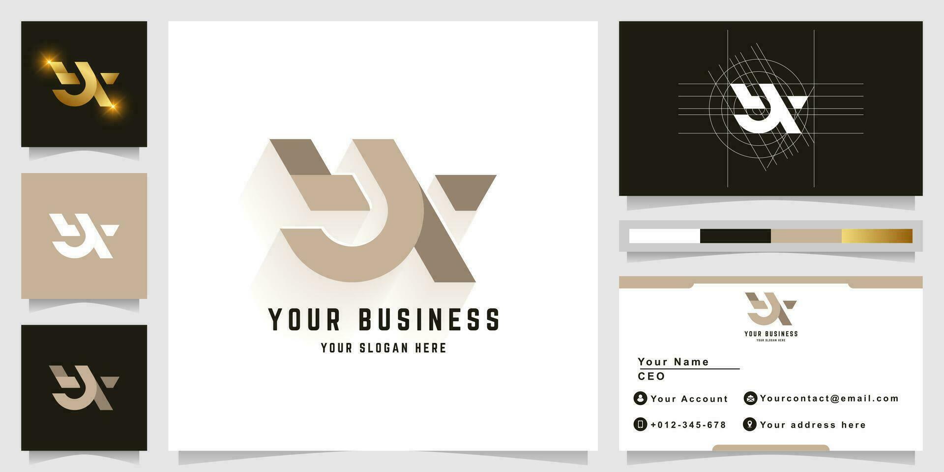 Letter YK or YX monogram logo with business card design vector