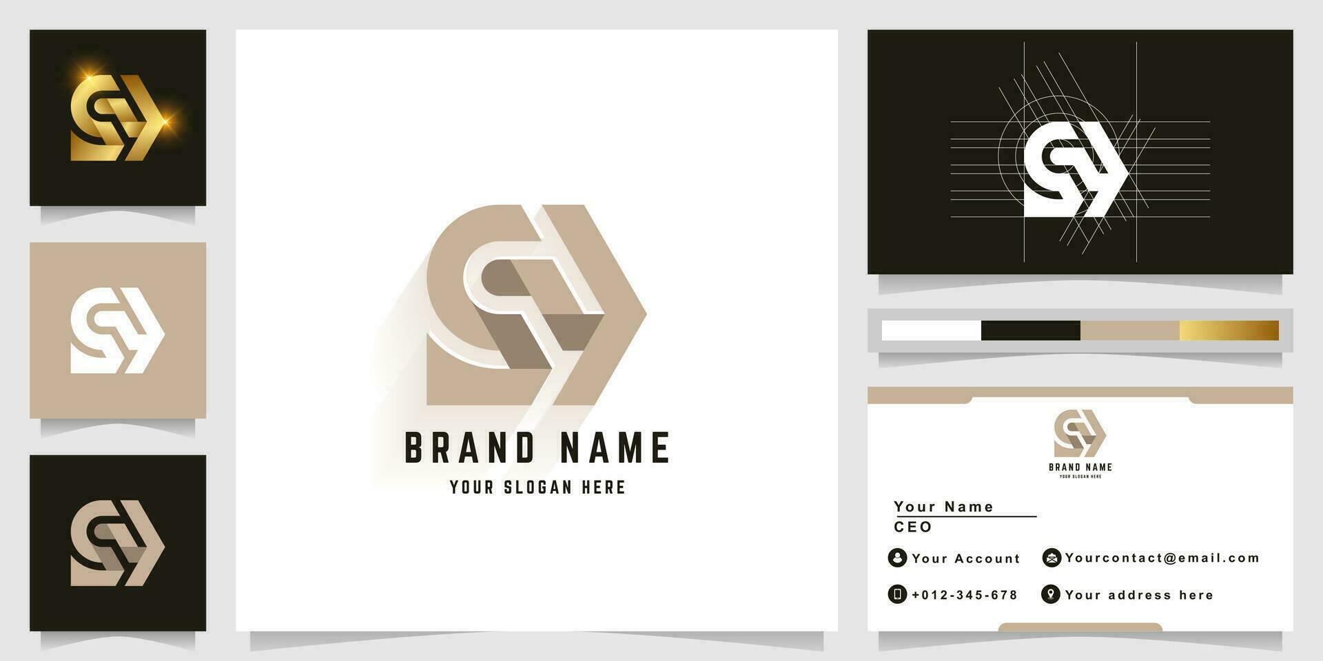 Letter SY or SGY monogram logo with business card design vector