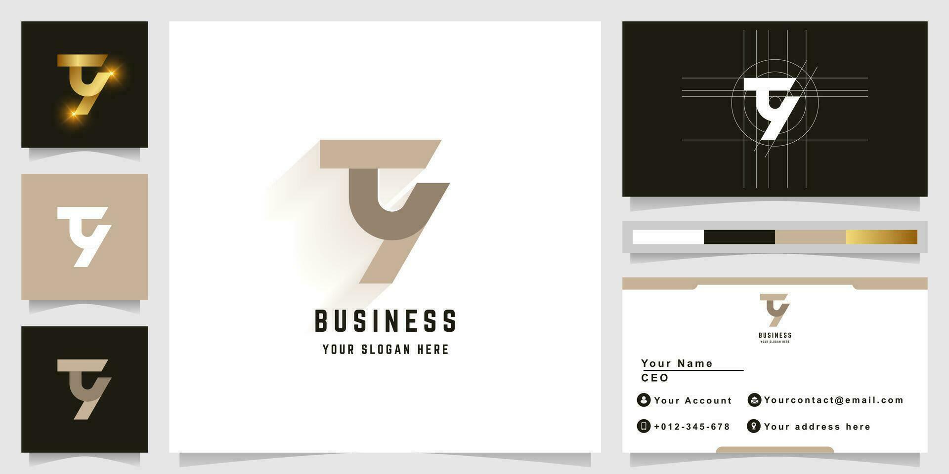 Letter TY or TN monogram logo with business card design vector