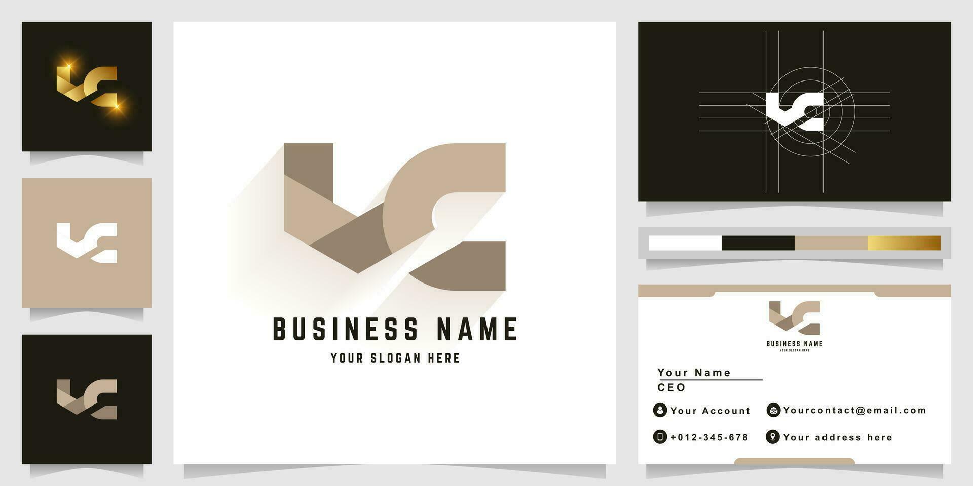 Letter VC or NC monogram logo with business card design vector