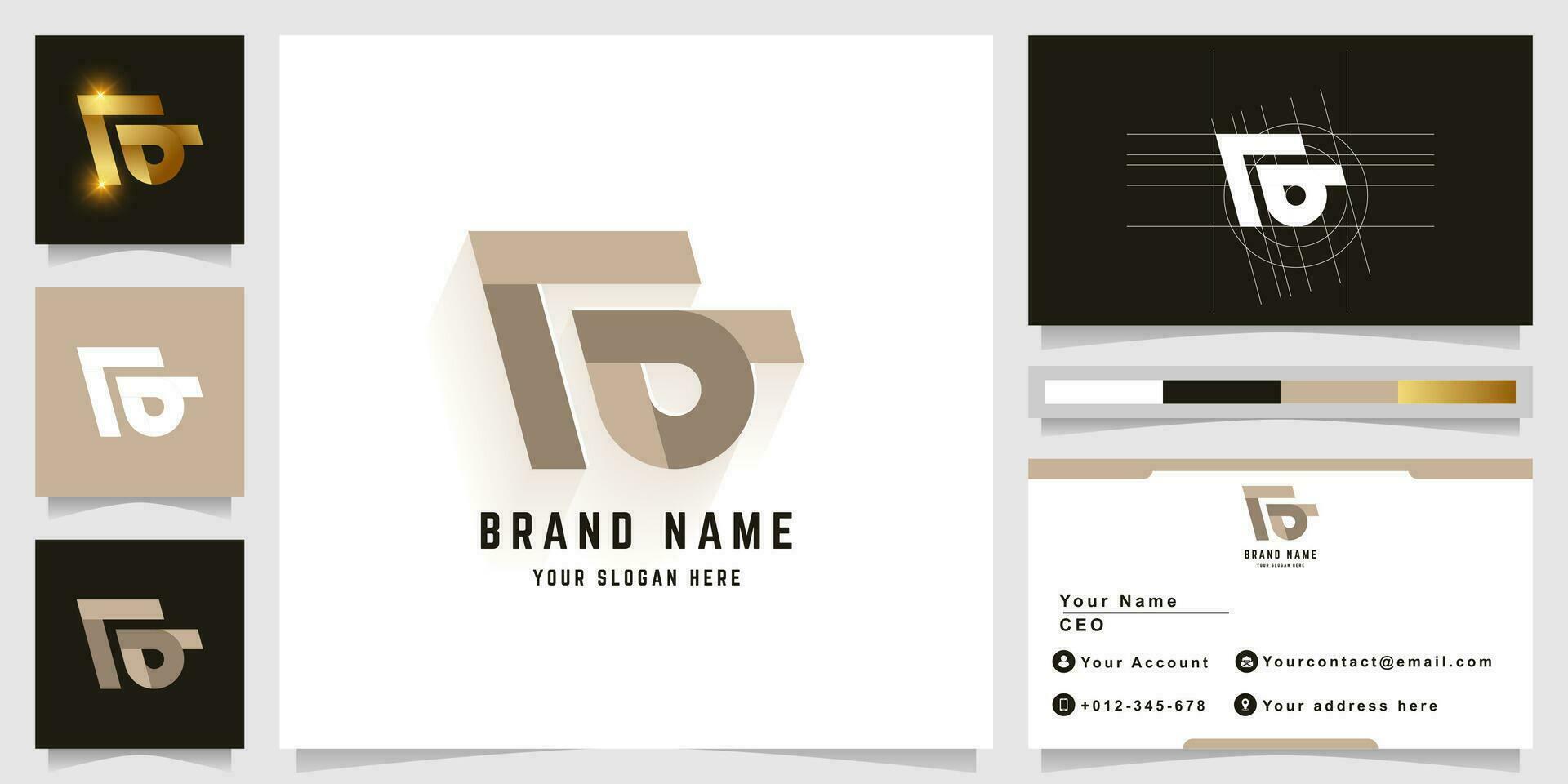 Letter FG or rb monogram logo with business card design vector