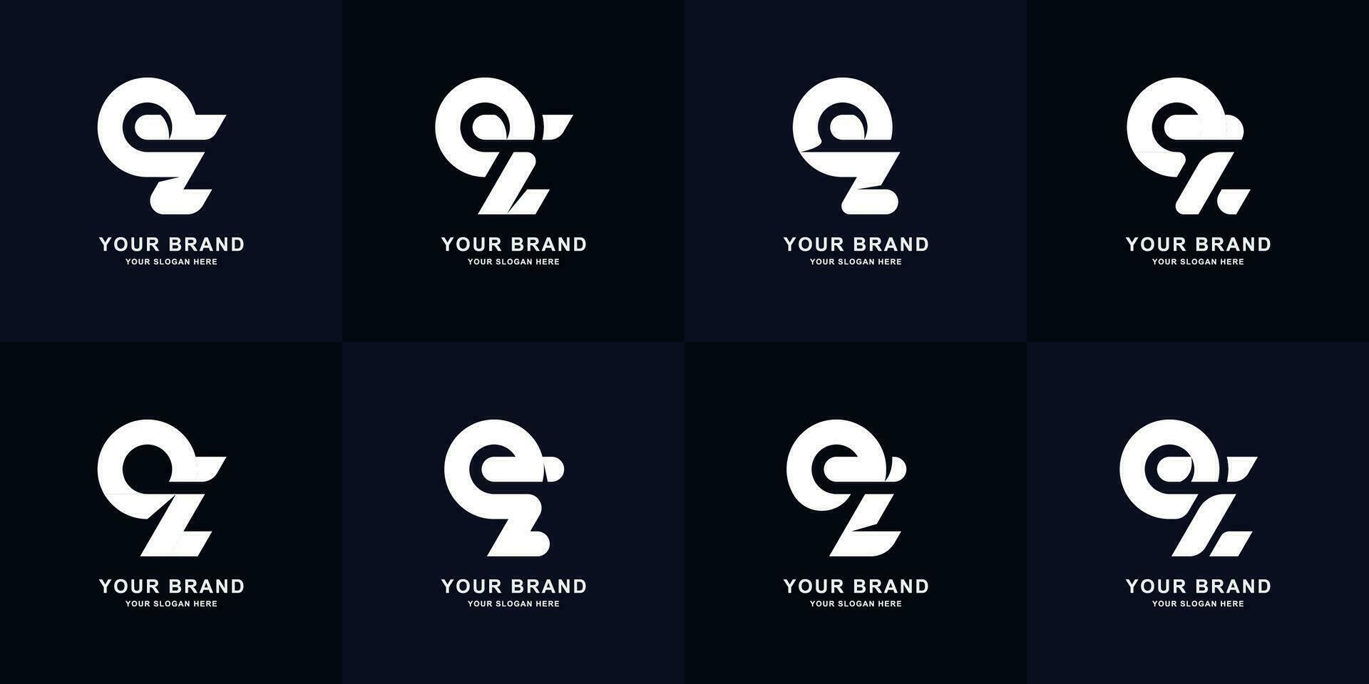 Collection letter eZ or qZ monogram logo design vector