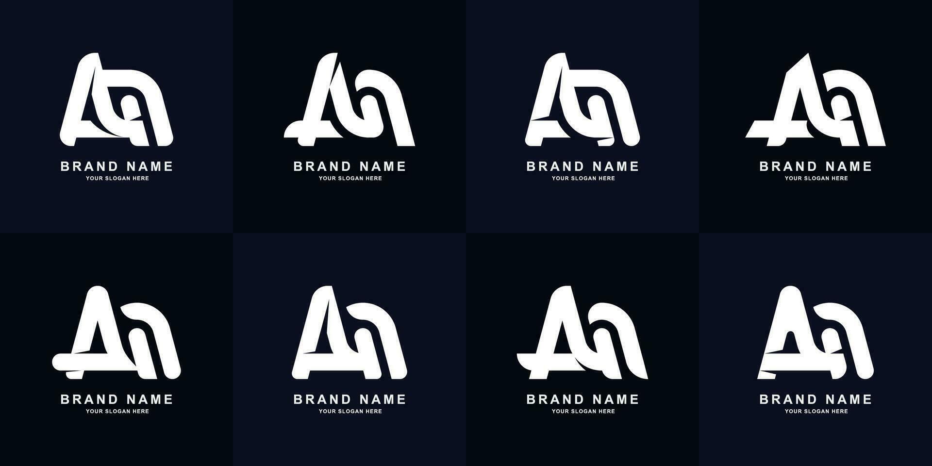 Collection letter AQ or AM monogram logo design vector