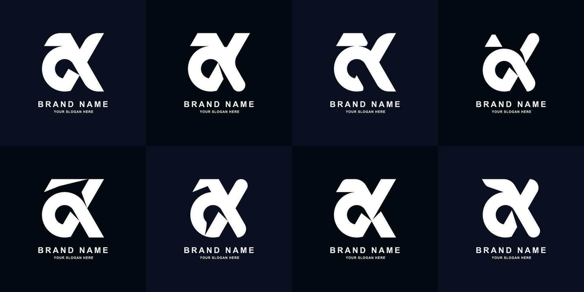 Collection letter aX or aK monogram logo design vector