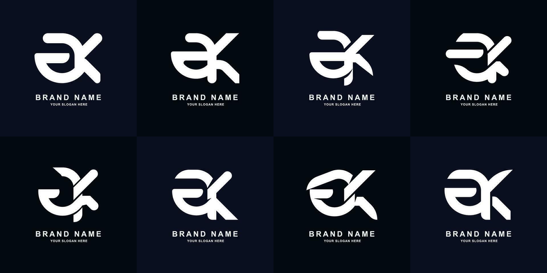 Collection letter A or AK monogram logo design vector