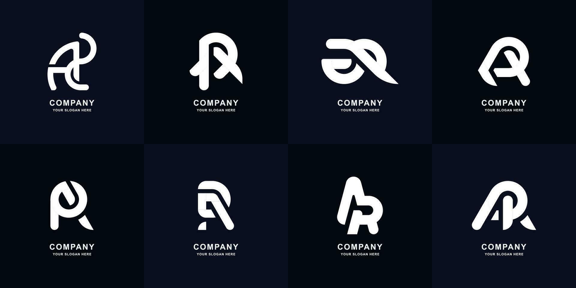 Collection letter A or AR monogram logo design vector