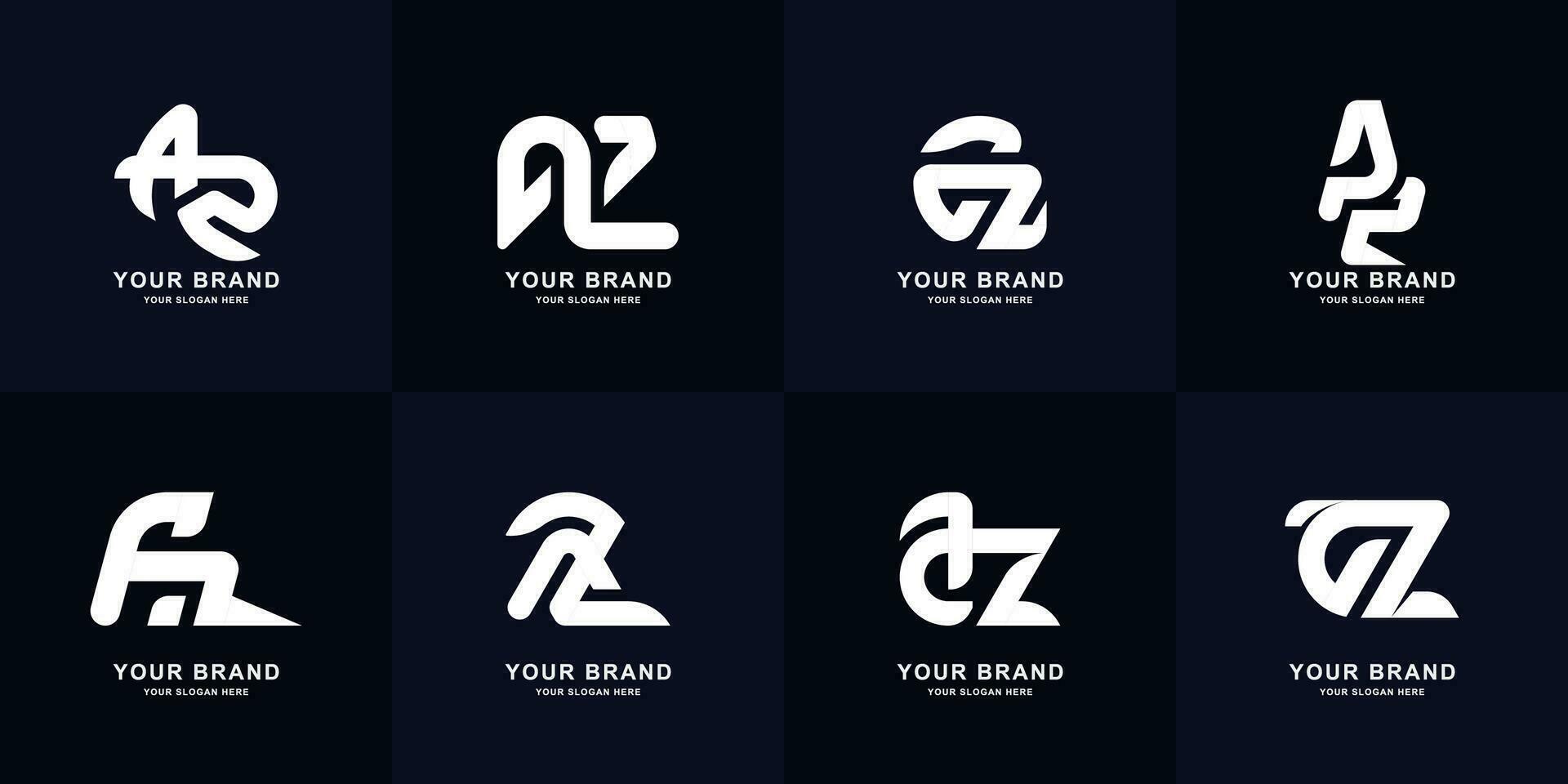 Collection letter AZ or A2 monogram logo design vector